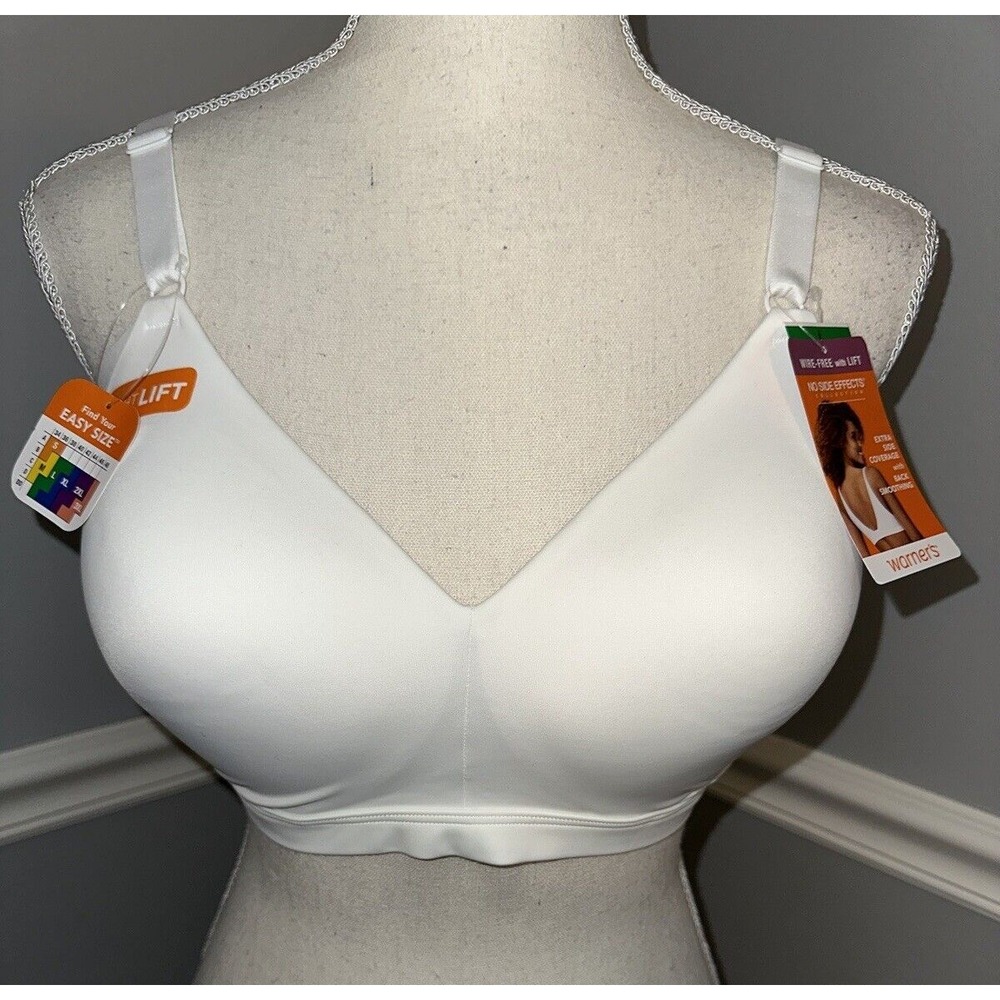 New Warners Bra No Side Effects Size L white wire free lift side cover